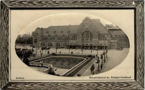 Aachen, Hauptbahnhof u. Kriegerdenkmal -515754