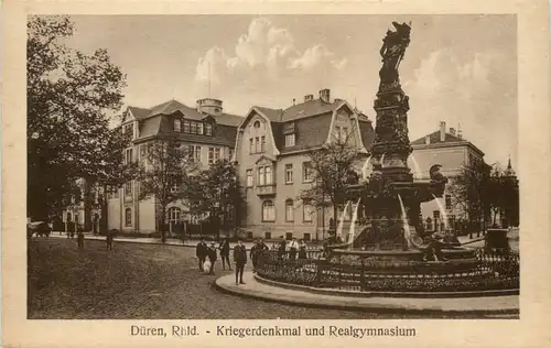 Düren, Kriegerdenkmal und Realgymnasium -515568