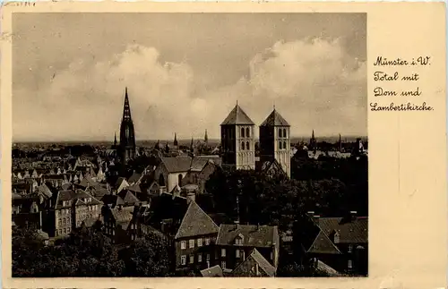 Münster i. W., Total mit Dom und Lambertikirche -516230