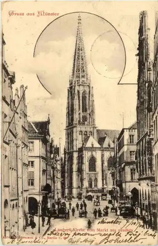 Münster i. W., Lambertikirche vom Markt aus gesehen -516340