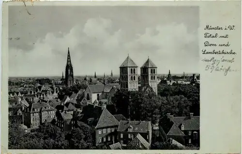 Münster i. W., Total mit Dom und Lambertikirche -516328