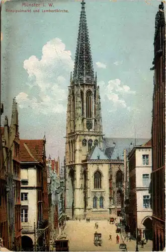 Münster i. W., Prinzipalmarkt und Lambertikirche -516212