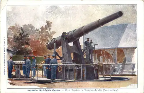 Meppen, Kruppscher Schiessplatz - 21 cm Geschütz -516006