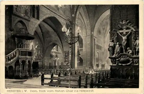 Münster i. W., Dom, Blick vom Hohen Chor ins Mittelschiff -516496