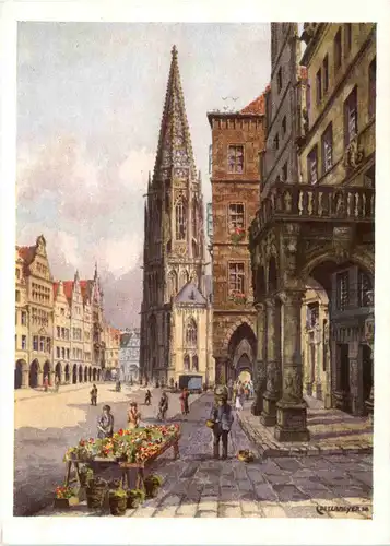 Münster i. W., Prinzipalmarkt mit Lambertikirchturm -516372