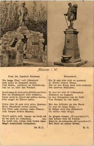 Münster i. W., Prof. Dr. Landois Denkmal und Kiepenkerl -517798