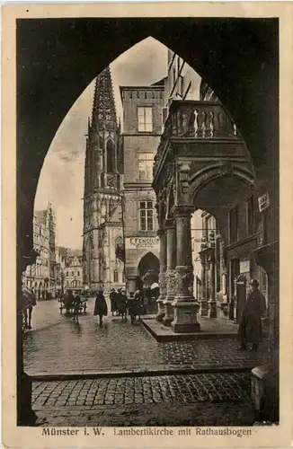 Münster i. W., Lambertikirche mit Rathausbogen -517858