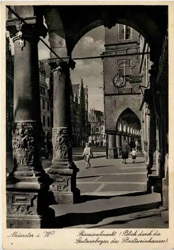 Münster i. W., Prinzipalmarkt, Blick durch die Sentenzbogen des Stadtwei -518090