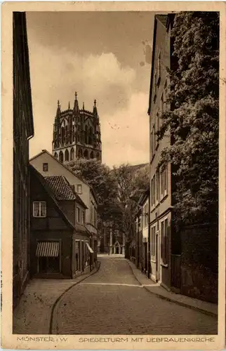 Münster i. W., Spiegelturm mit Liebfrauenkirche -516502