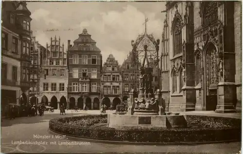 Münster i. W., Lambertikirchplatz mit Lambertibrunnen -517634