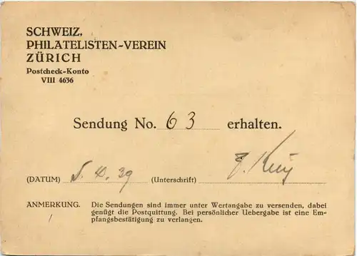 Zürich - Schweizer Philatelisten Verein -490444