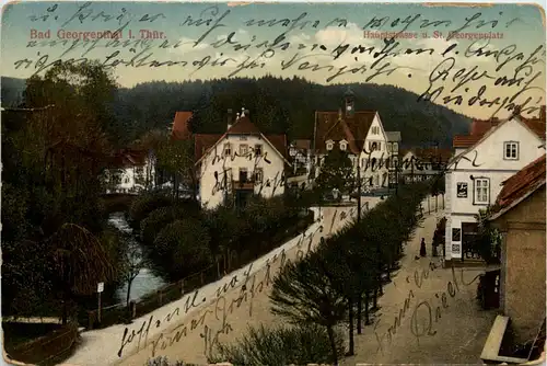 Georgenthal in Thüringen,, Hauptstrasse und St. Georgenplatz -518596