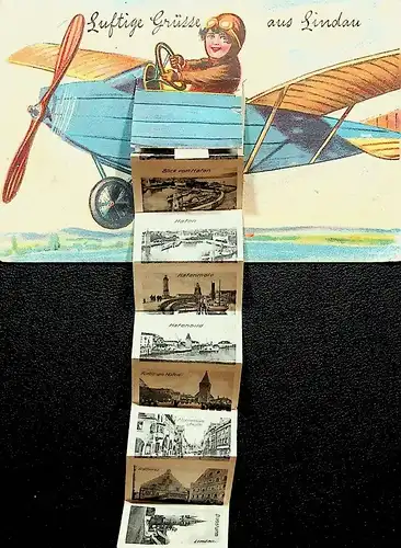 Gruss aus Lindau -Flugzeug - AK zum Aufklappen -625937