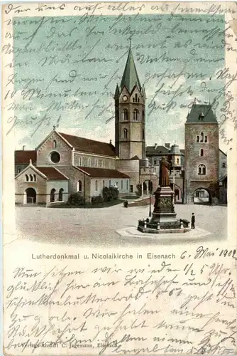 Eisenach, Lutherdenkmal u. Nicolaikirche -518100
