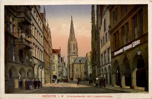 Münster i. W., Prinzipalmarkt und Lambertikirche -517748