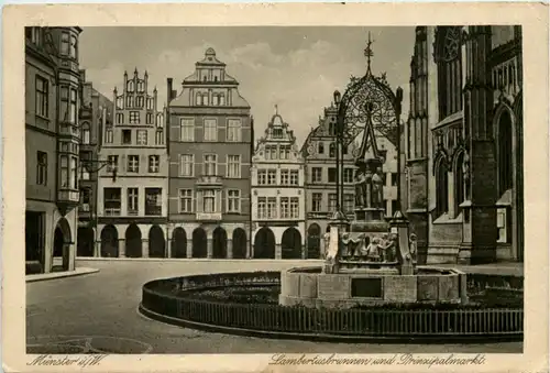 Münster i. W., Prinzipalmarkt und Lambertusbrunnen -517884