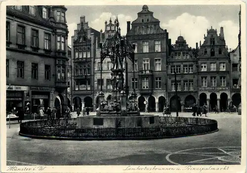 Münster i. W., Prinzipalmarkt u. Lambertusbrunnen -516380