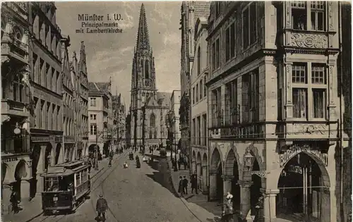 Münster i. W., Prinzipalmarkt und Lambertikirche -517688