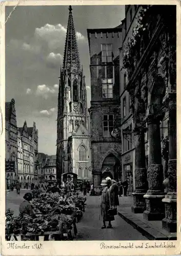 Münster i. W., Prinzipalmarkt und Lambertikirche -516440