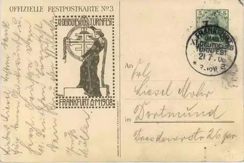 Frankfurt - XI. Deutsches Turnfest 1908 - Privatganzsache PP27 C97 -491104