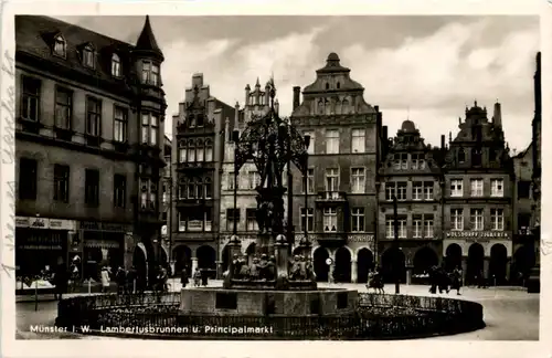 Münster i. W., Prinzipalmarkt und Lambertusbrunnen -517802