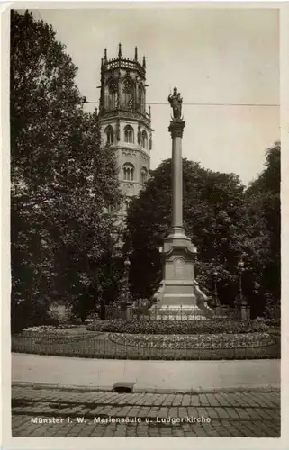 Münster i. W., Mariensäule und Ludgerikirche -516558