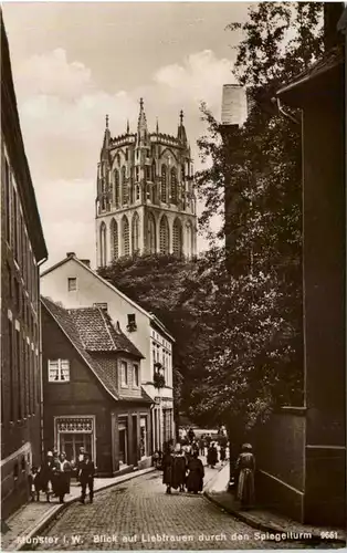 Münster i. W., Blick auf Liebfrauen durch den Spiegelturm -517842