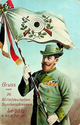 Leipzig - 26. Mitteldeutsche Bundeschchiessen 1911 - Zum Aufklappen -625979