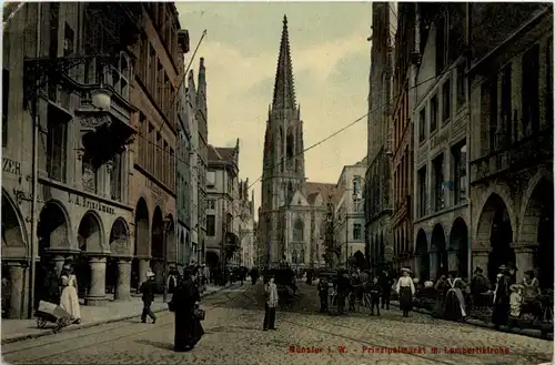 Münster, Principalmarkt mit Lambertikirche -518482