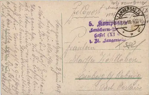 Gotha - Baugewerbe und Handwerkerschule - Feldpost Landsturm Langensalza -626500