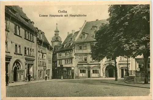 Gotha, Unterer Hauptmarkt mit Hospitalkirche -518558