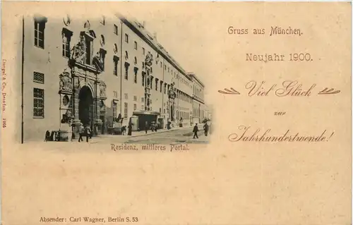 Gruss aus München Neujahr 1900 - Residenz -627554