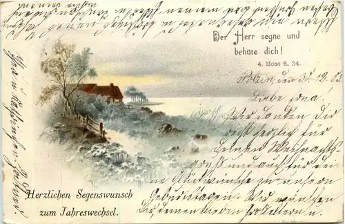 Neujahr mit Bibelspruch gelaufen in Polzin Pommern -626122