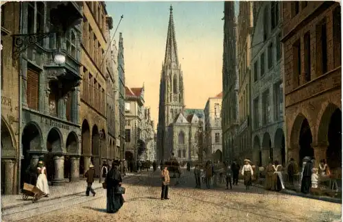 Münster i. W., Prinzipalmarkt mit Lambertikirche -517604