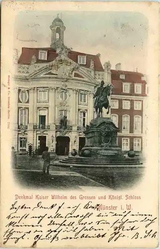 Münster i. W., Denkmal Kaiser Wilhelm des Grossen und Königl. Schloss -517642