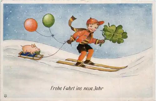 Neujahr - Kind auf Ski - gelaufen in Görlitz -627000