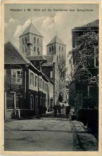 Münster i. W., Blick auf die Domtürme vom Spiegelturm -517816