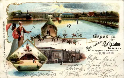 Berlin - Gruss aus dem Etablissement Carlshof - Litho -626598