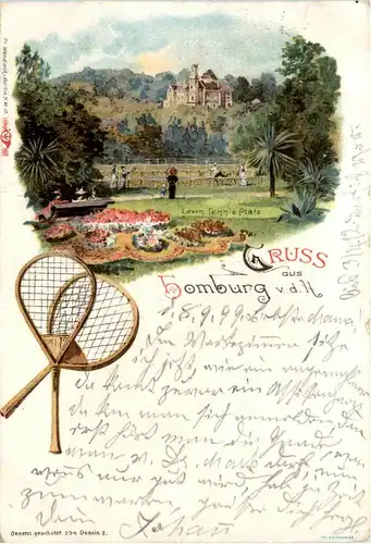 Gruss aus Bad Homburg - Tennis-Platz - Litho -492644