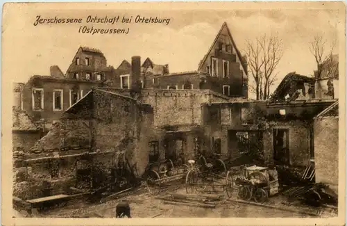 Zerschossene Ortschaft bei Ortelsburg Ostpreussen - Feldpost -626678