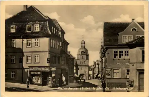 Waltershausen in Thüringen, Hauptstrasse mit Nikolaustor -518186