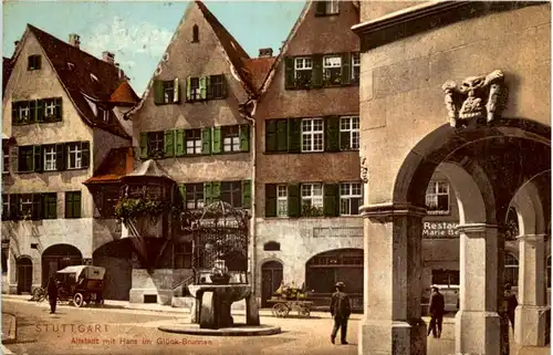 Stuttgart - Altstadt mit Hans im Glück Brunnen -627480