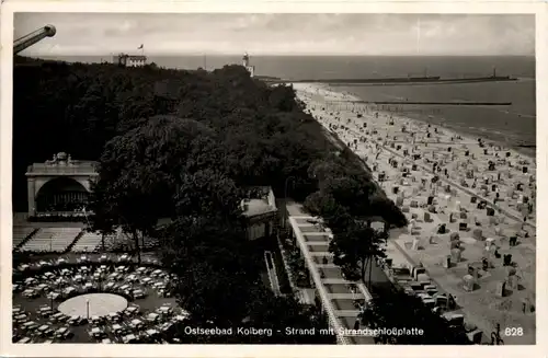 Ostseebad Kolberg - Strand mit Strandschlossplatte -626996