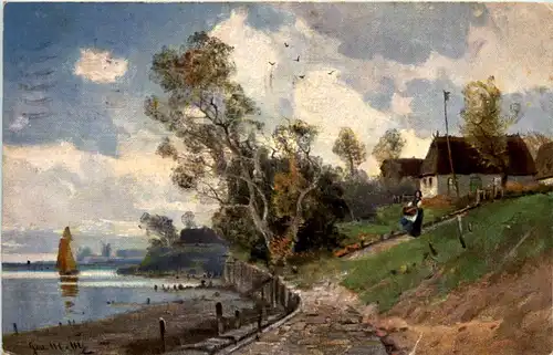 Künstler AK gelaufen in Stettin -627800