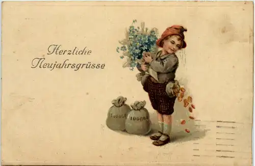 Neujahr - Geld auf Ansichtskarte -627242