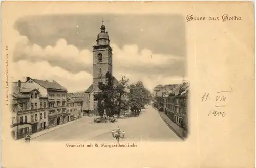 Gotha, Grüsse, Neumarkt mit St. Margaretenkirche -518554