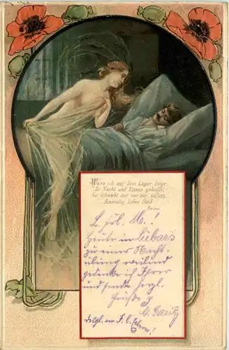 Liebe - Prägekarte gelaufen in Hermsdorf -627890