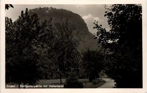 Singen, Stadtgartenpartie mit Hoehntwiel -518694