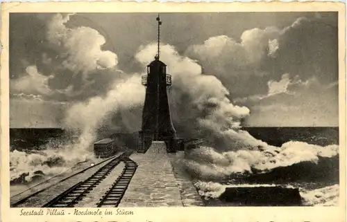 Seestadt Pillau - Nordmole im Sturm -627772