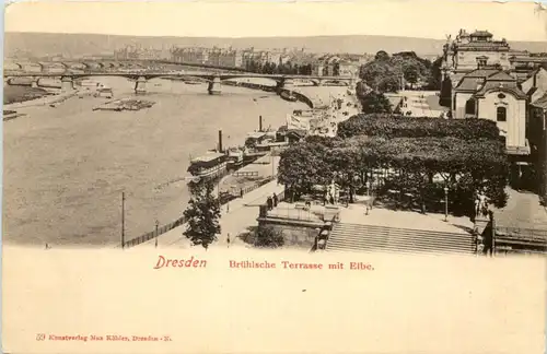 Dresden, Brühlsche Tterrasse mit Elbe -518730